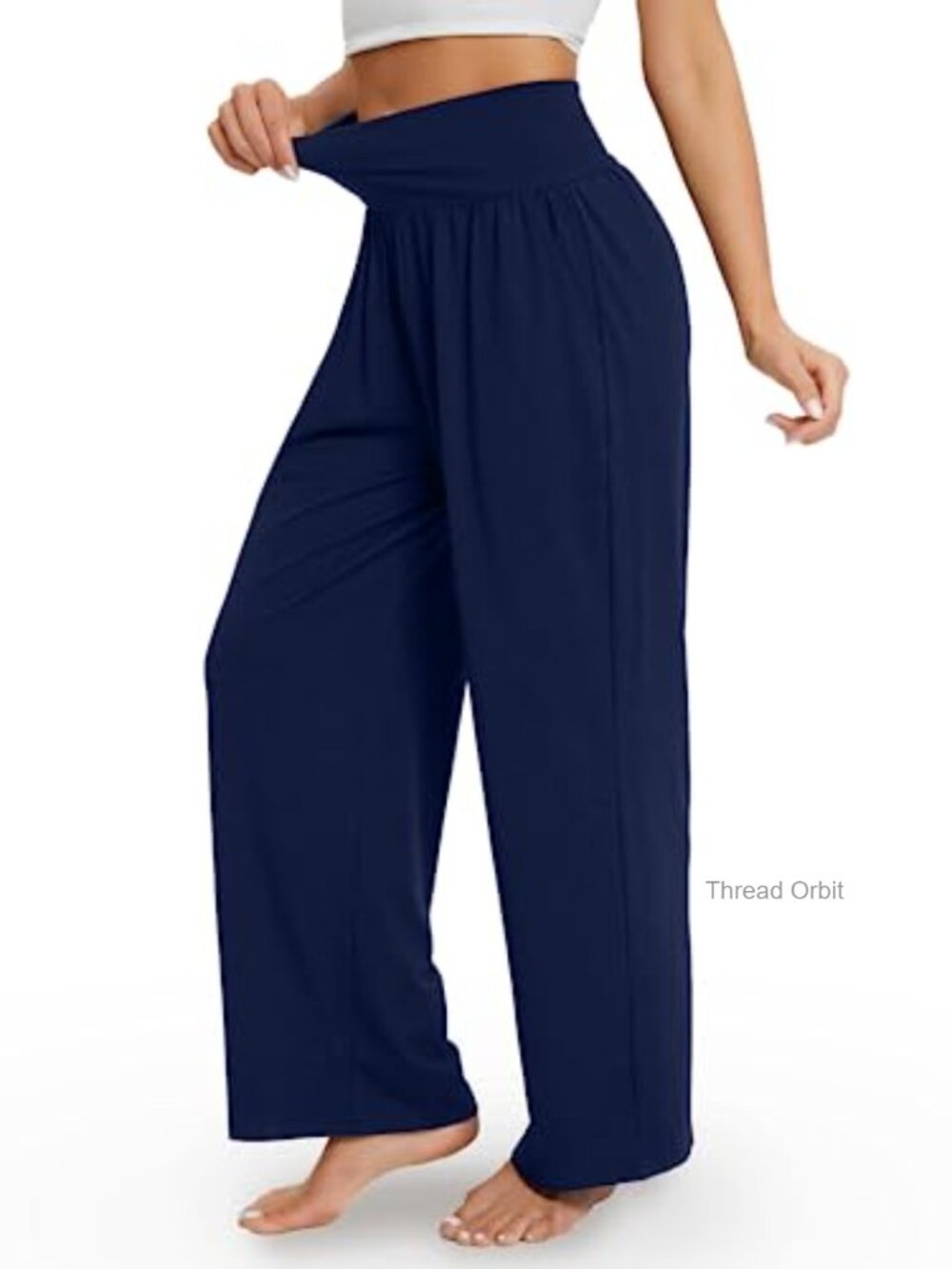 Wide Leg Yoga Pants with Pockets High Waisted Flowy Lounge Pajama Sweatpants - Picture 2 of 6